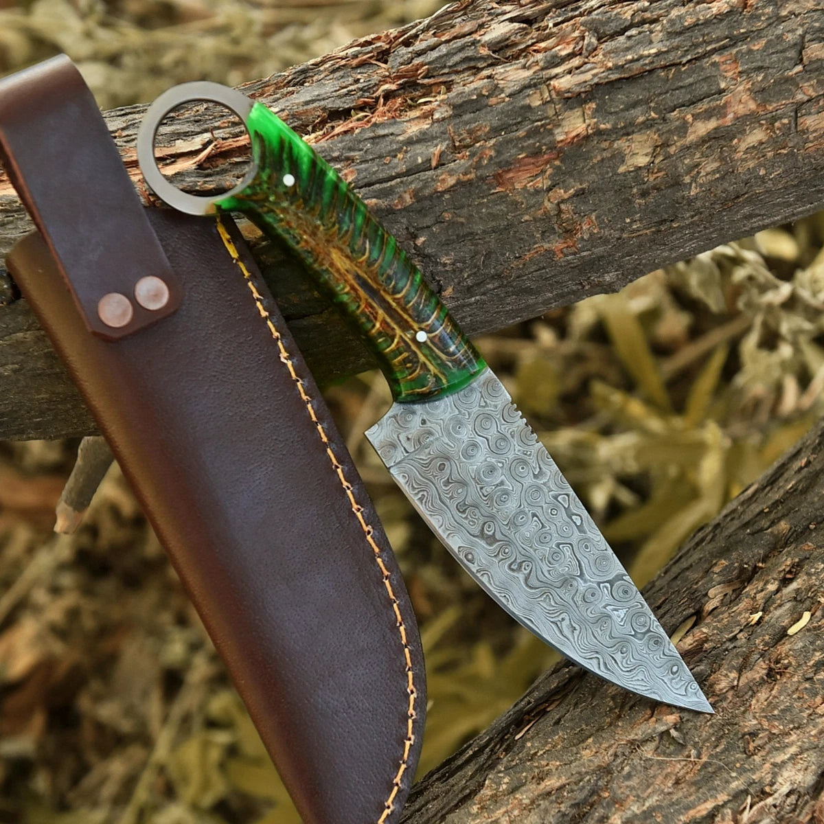 9" inches Handmade Hunting Knife With Pinecone Handle