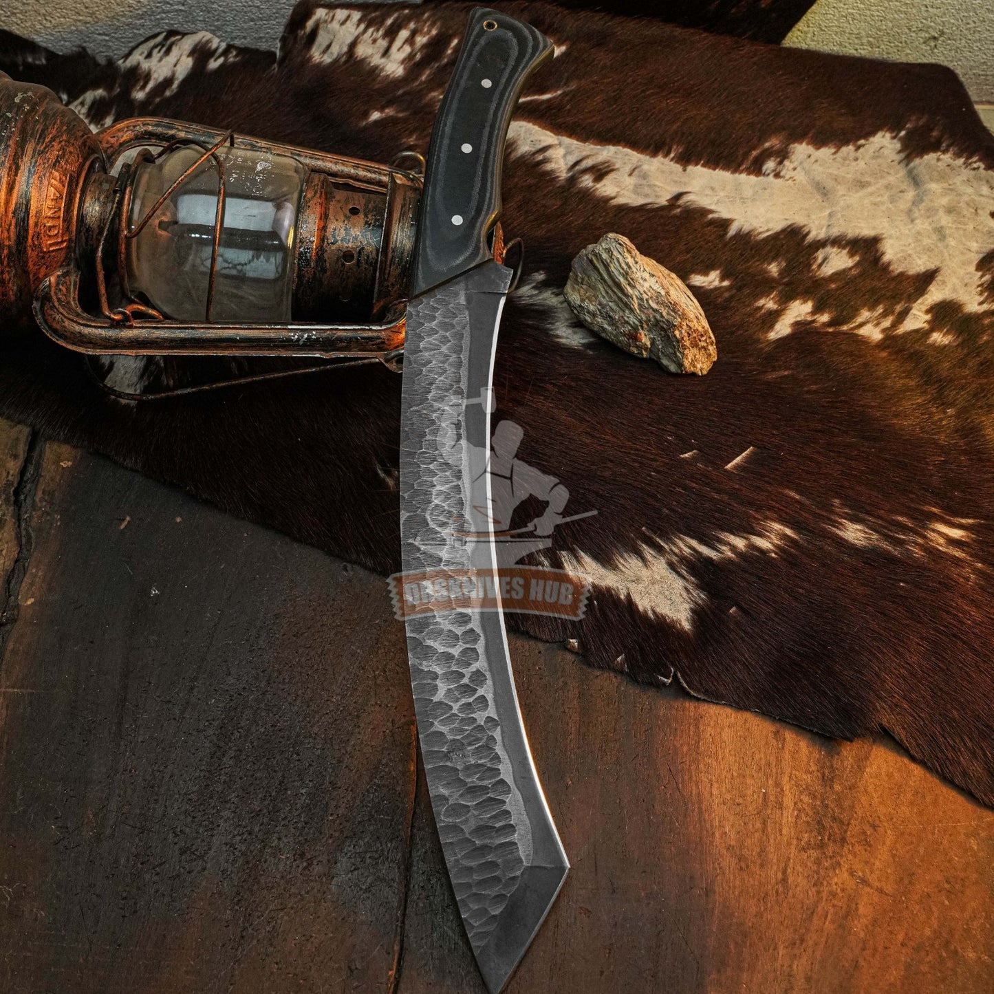 16.8" Handmade  Full Tang Tanto knife Micarta Handle Leather Sheath