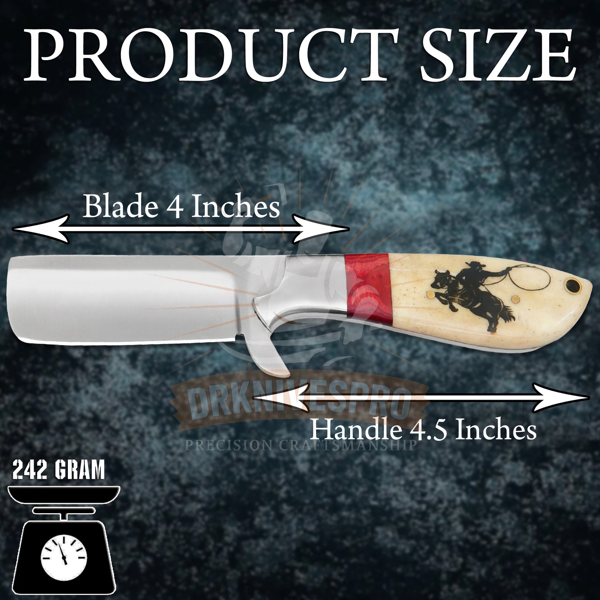 J2 Steel Cowboy Bull Cutter Knife With Leather Sheath | DRSKNIVES HUB