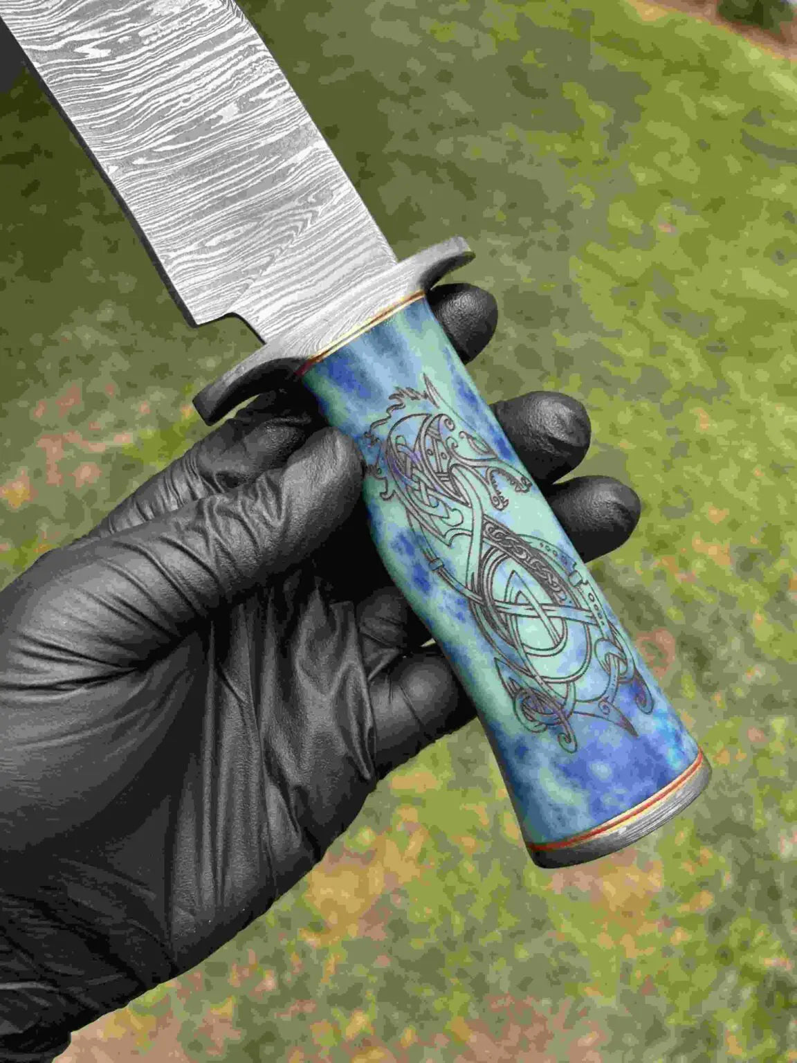 12.5″ Damascus Steel Bowie Knife – Hand-Forged Precision & Craftsmanship 