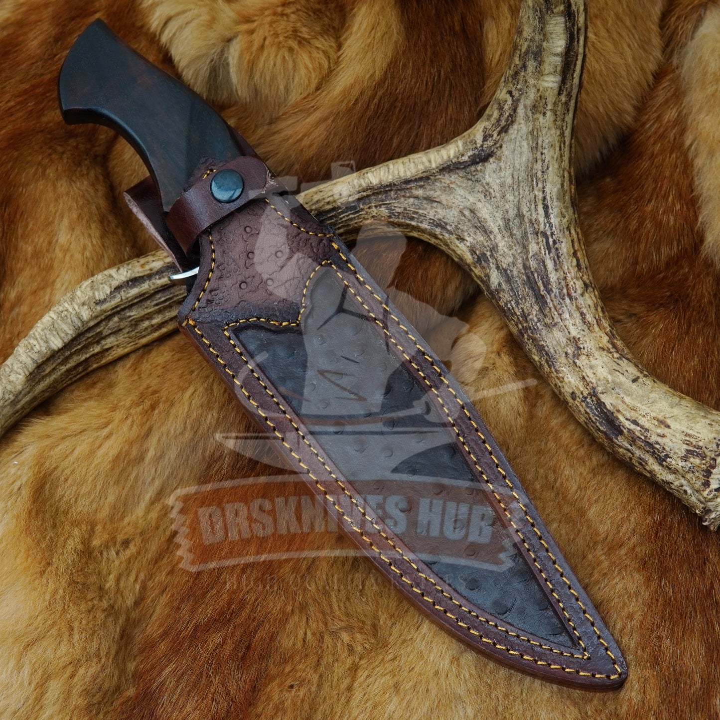 Handmade D2 Steel Bowie Knife with Rosewood Handle | Full Tang Hunting & Survival Knife with Leather Sheath