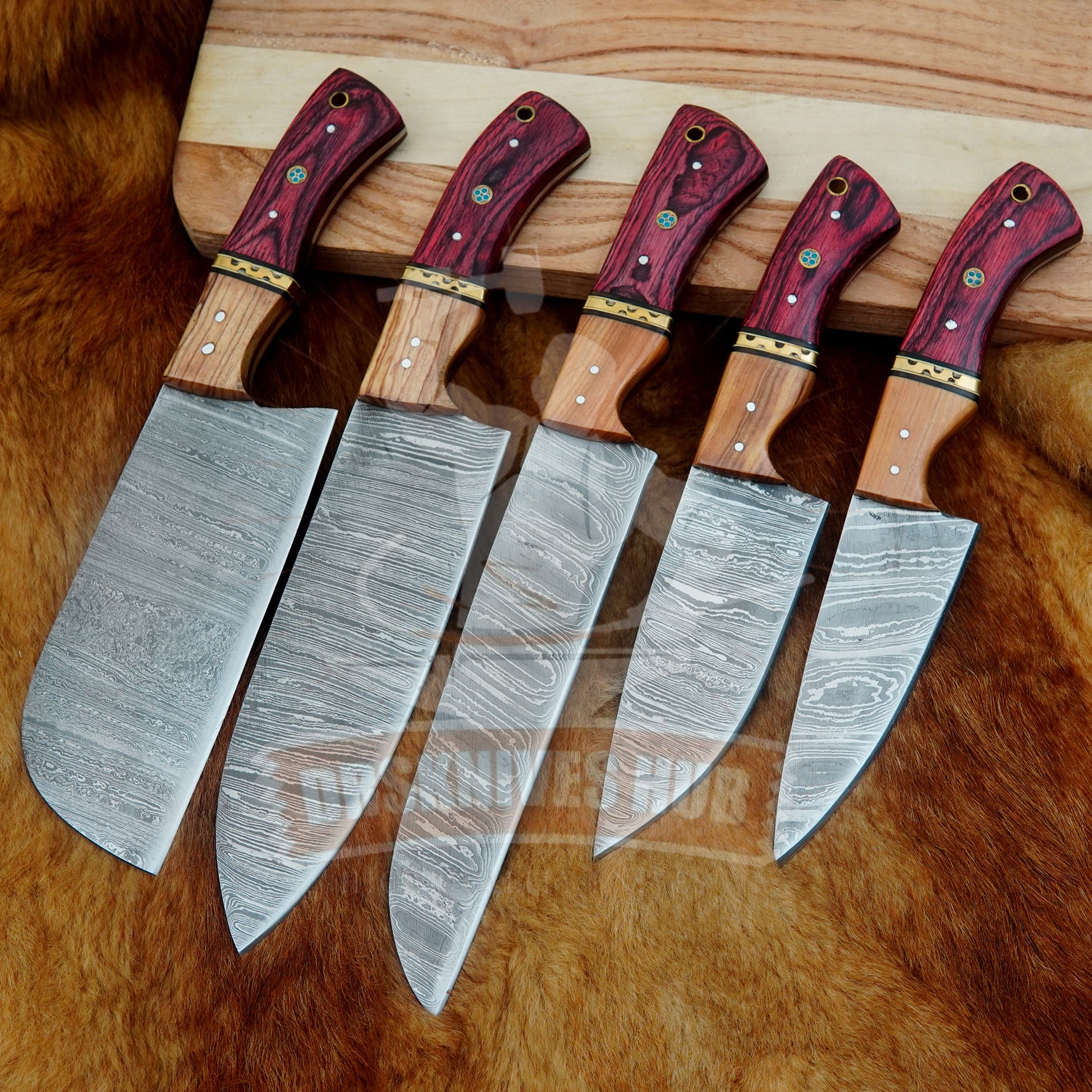 Premium 5-Piece Handmade Damascus Chef Knife Set –  Wood Handles | DRSKNIVES HUB
