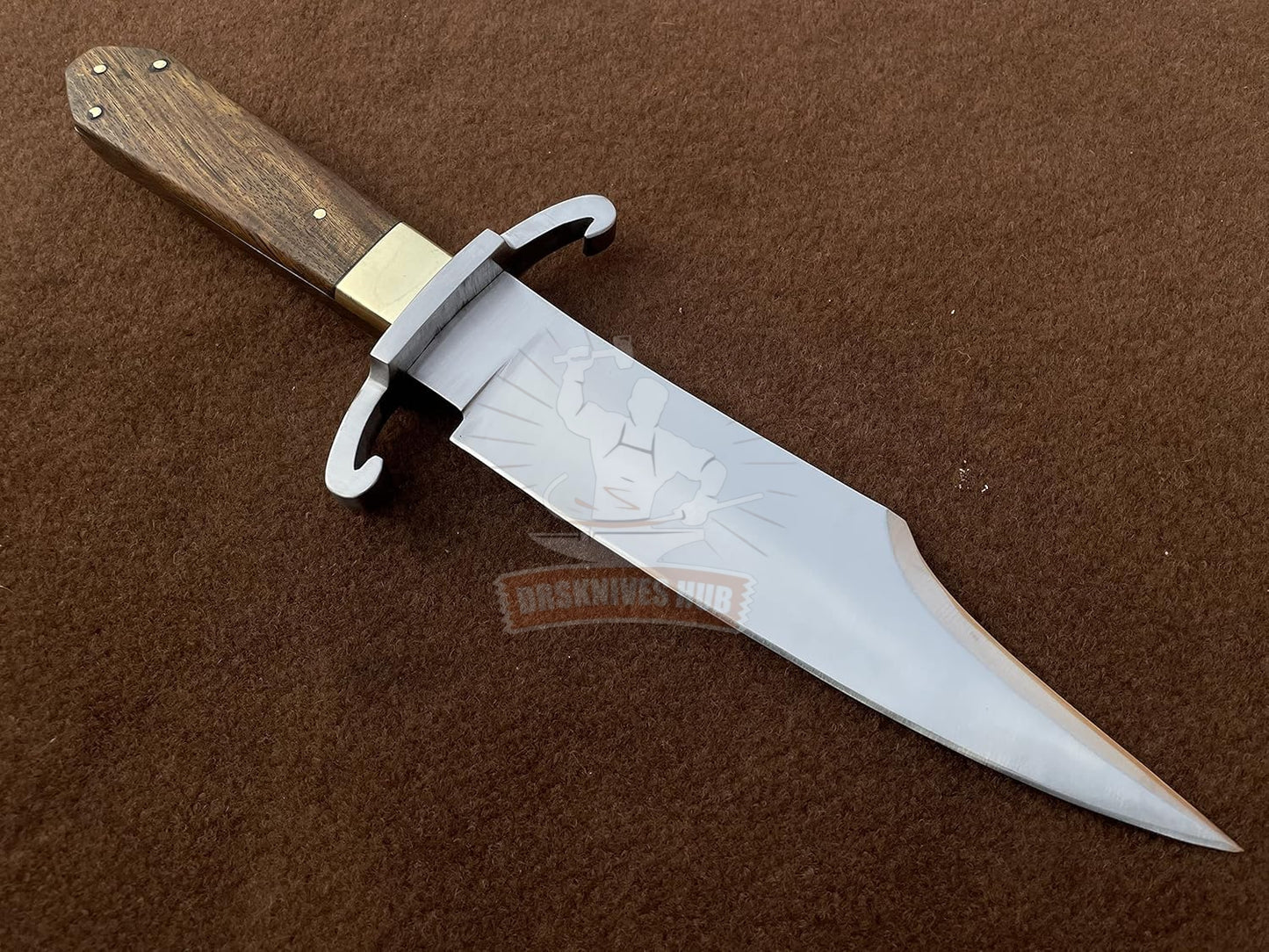 Coffin Bowie Knife Handmade Carbon Steel Blade Outdoor Knife With Leather Sheath