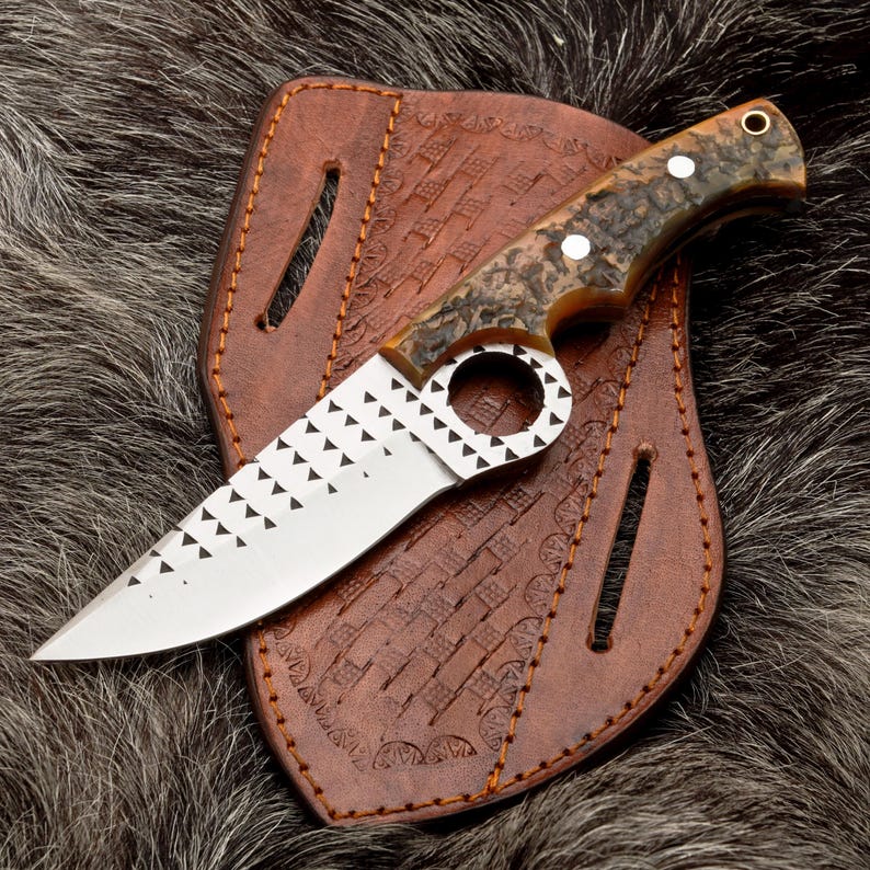 Custom Handmade Damascus Steel Resp Steel Skinner Knife With Leather Sheath Cover