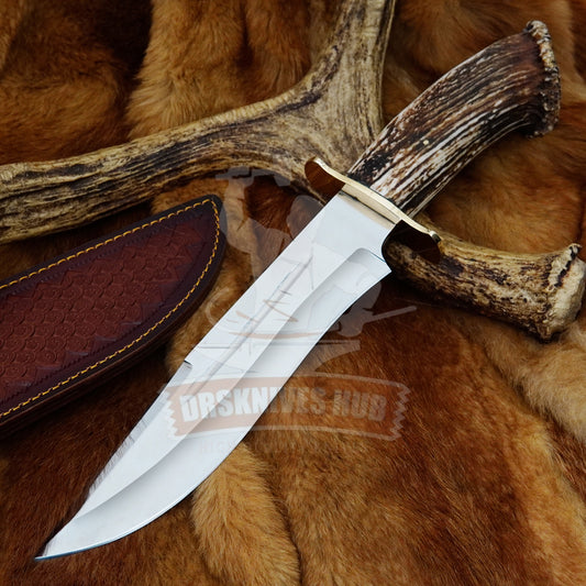 D2 Steel Handmade Mirro polished Hunting Bowie knife With Cover | DRSKNIVES HUB