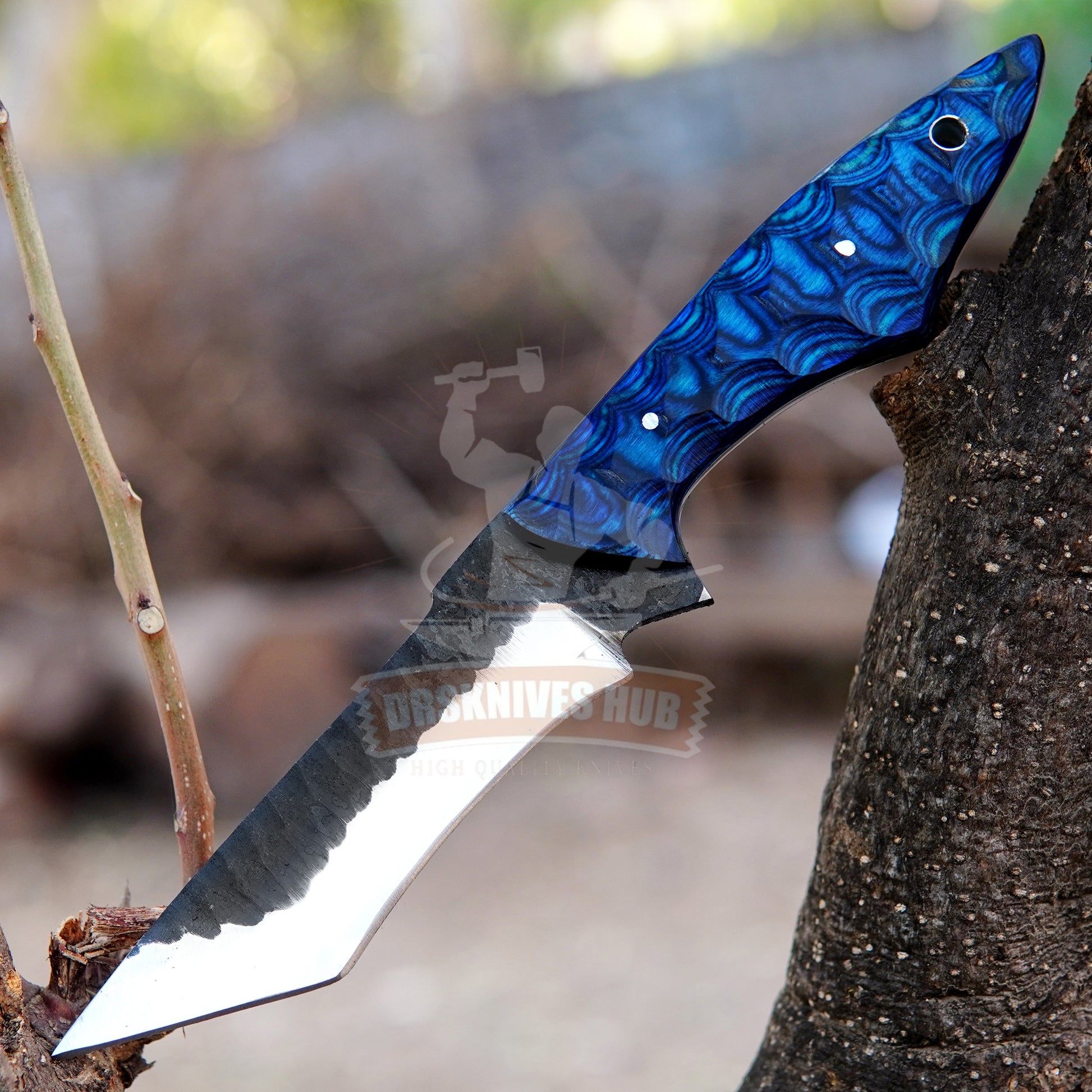 Fixed Blade Tanto Knife 9" – Carbon Steel with Wood Handle | DRSKNIVES HUB