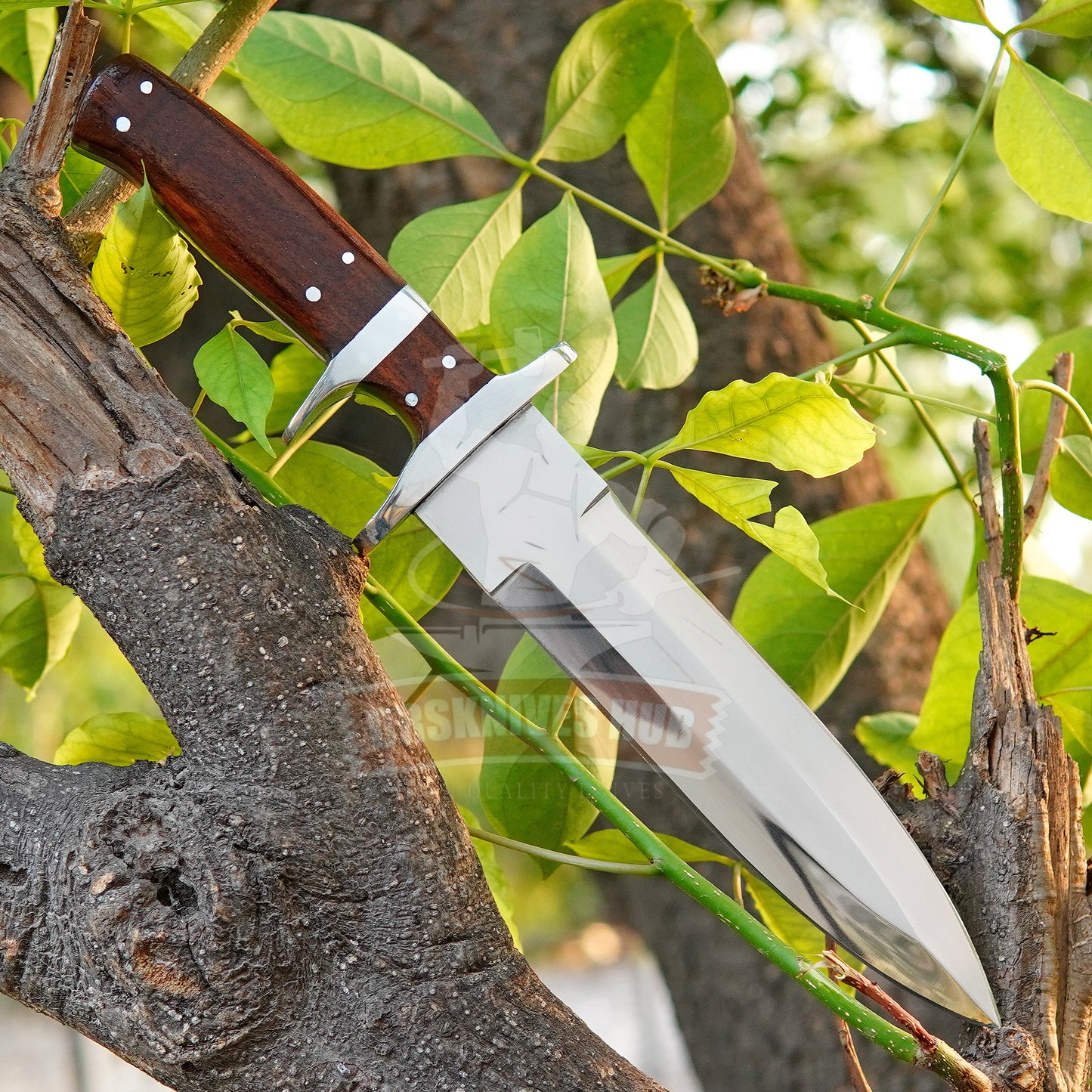 13” Handmade Carbon Steel Fixed Blade Hunting Knife with Wood Handle | DRSKNIVES HUB