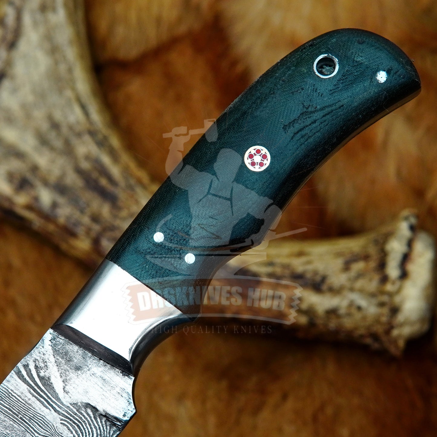Damascus Hunting Knife 10" – Hand Forged Micarta Handle | DRSKNIVES HUB