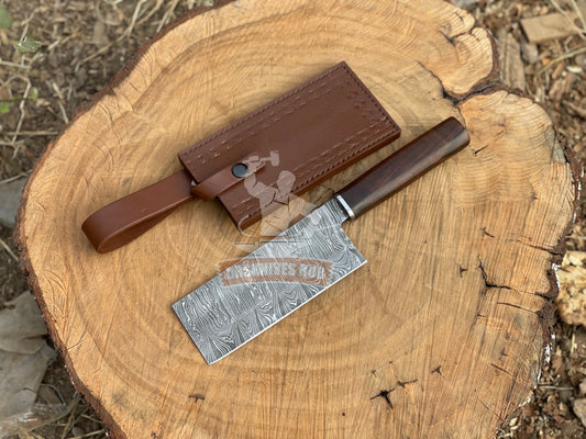 Hand-Forged Damascus Steel Chef's Cleaver BBQ Knife | DRSKNIVES HUB