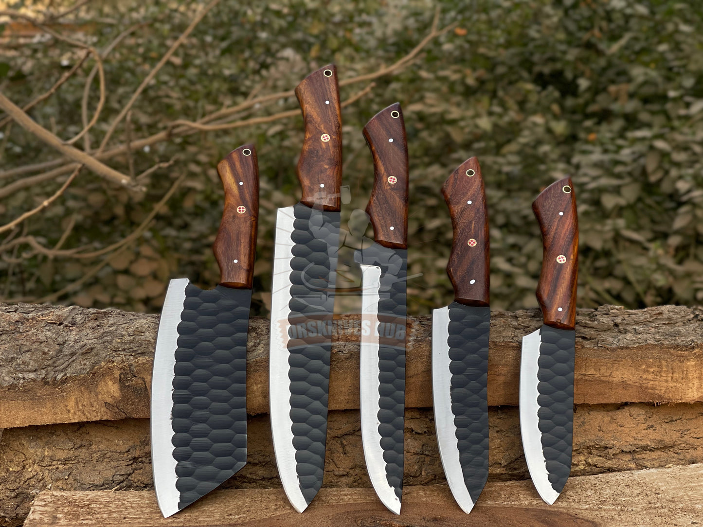 Handcrafted Five-Piece Kitchen Set With A Leather Roll Kit Bag | DRSKNIVES HUB