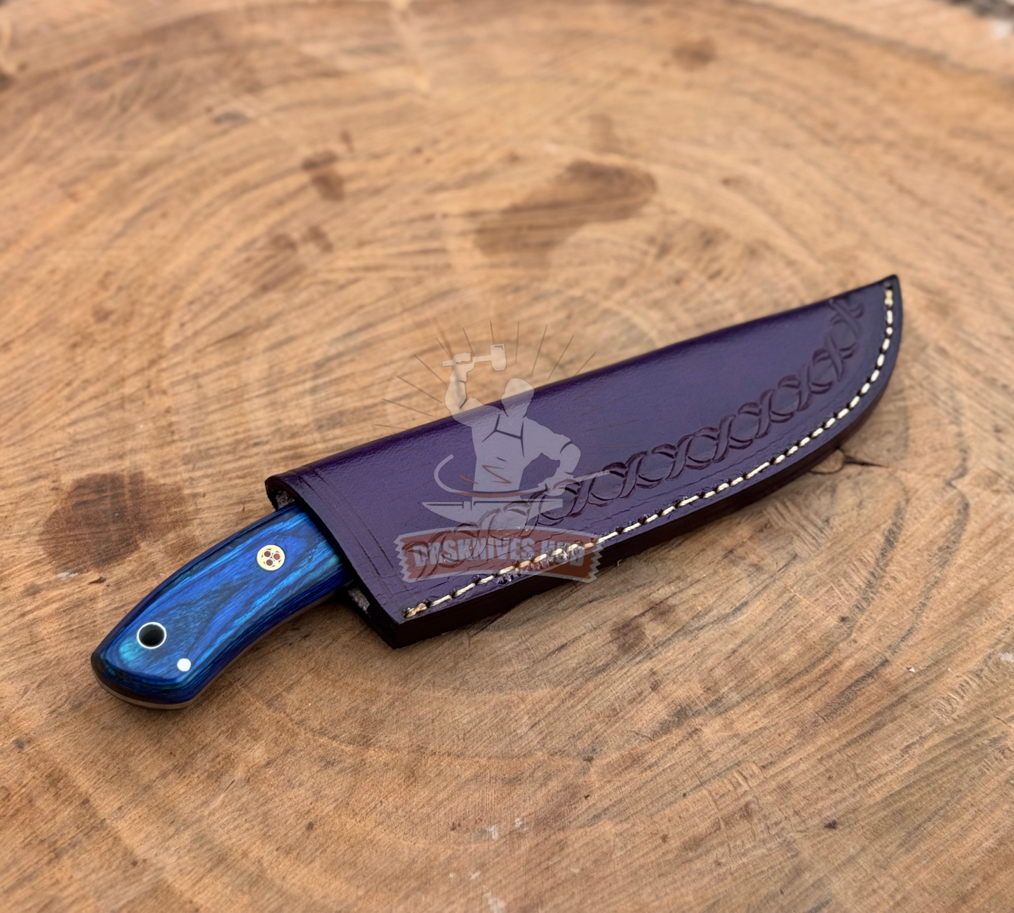 Damascus Skinning Knife 9" – Wood Handle Hunting Knife | DRSKNIVES HUB