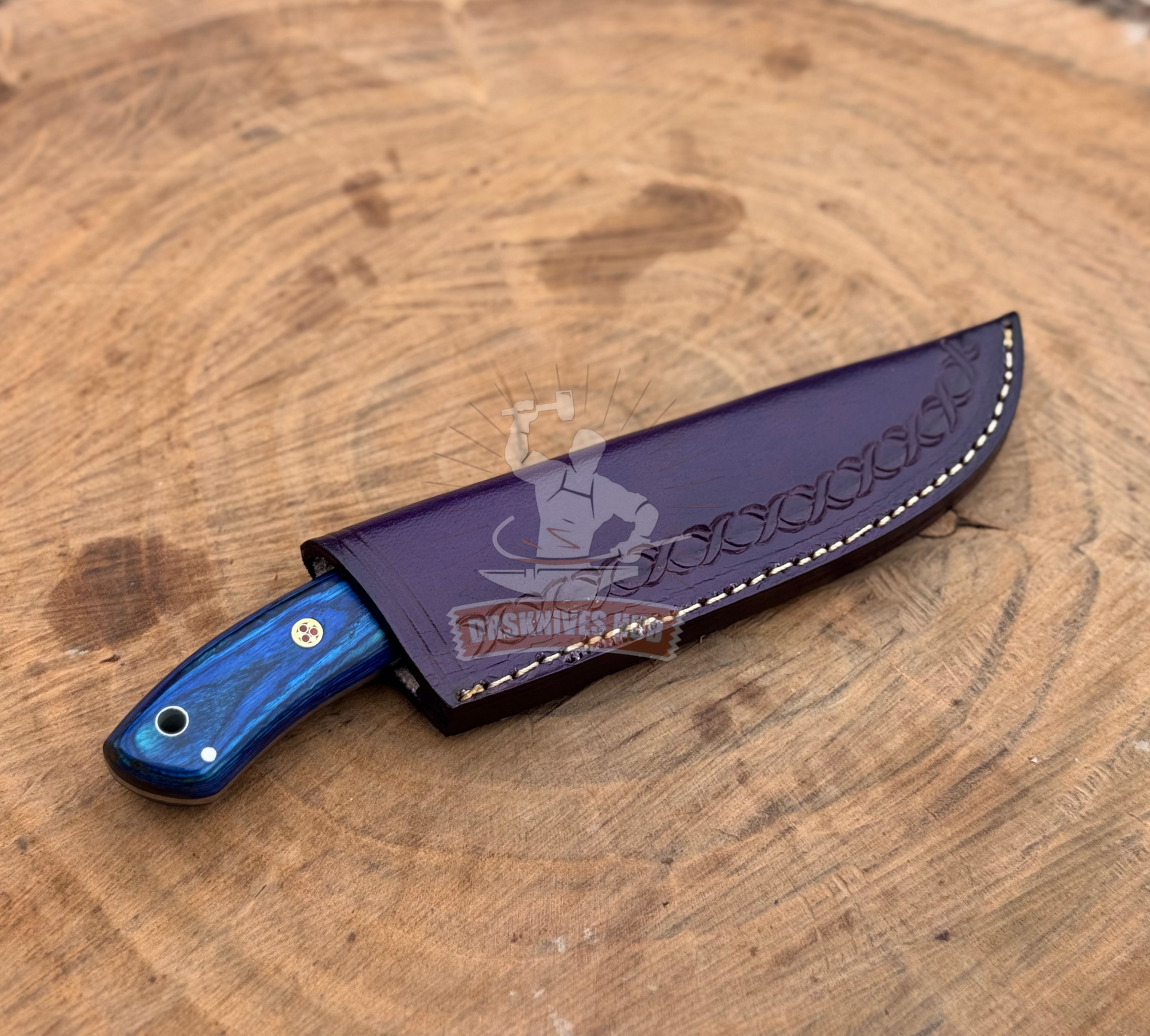 Damascus Skinning Knife 9" – Wood Handle Hunting Knife | DRSKNIVES HUB