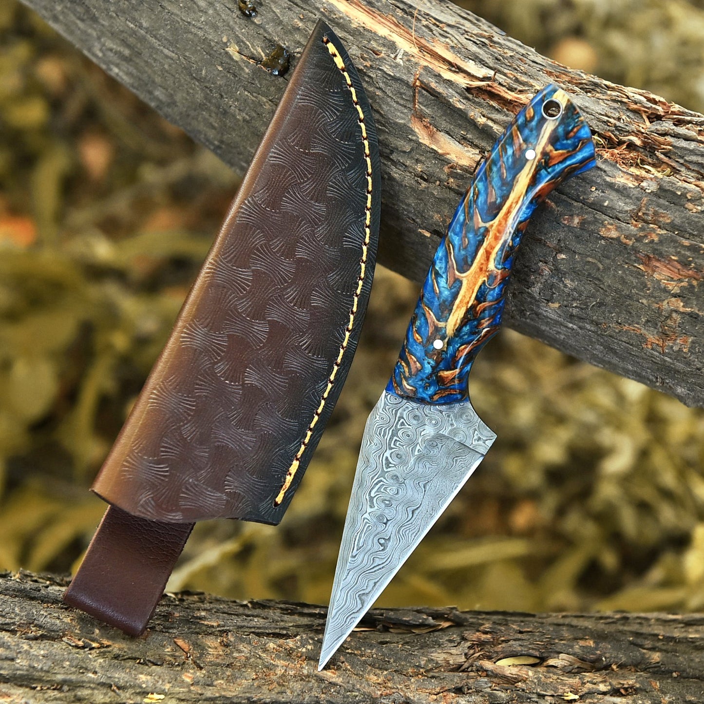 8"inches Handmade Utility Knife With Leather Sheath