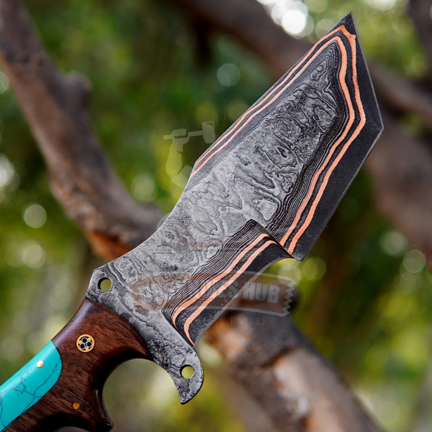 Copper Damascus EDC Knife