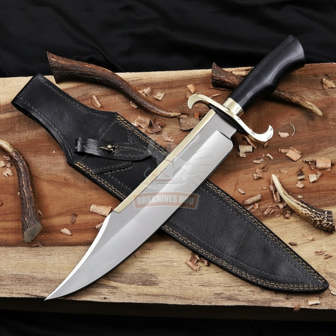 Handmade D2 Steel Blade Alamo Musso Bowie Knife With Leather Sheath Cover | DRSKNIVES HUB
