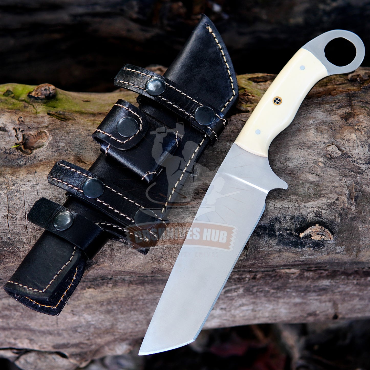 Carbon Steel Tanto Knife – Finger Hole Hunting Knife | DRSKNIVES HUB