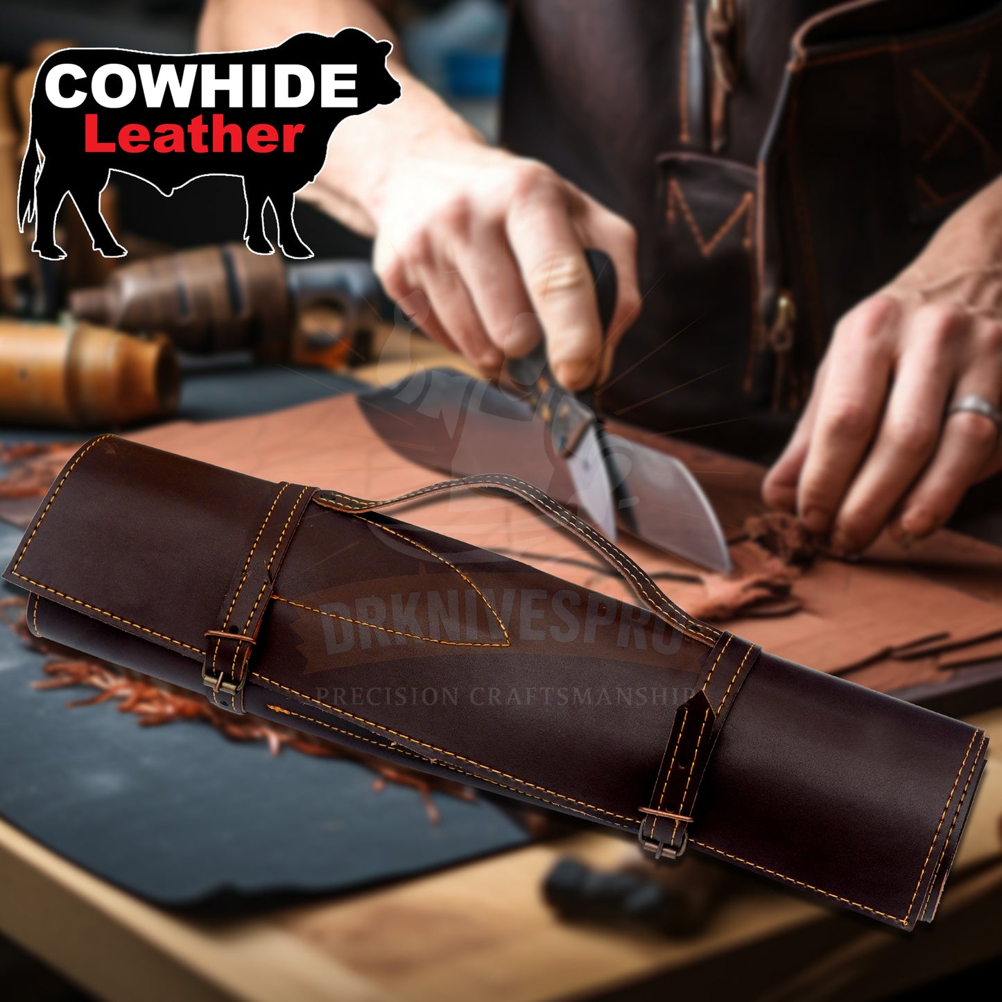 9 PCS Handmade Etching Chef Set with Leather Roll Kit Bag |DRSKNIVES HUB