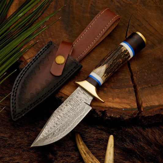 The Woodland Warrior – Hand-Forged Stag Handle Knife for Collectors
