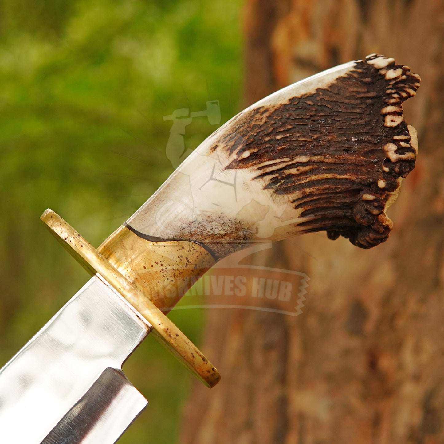 Handmade J2 Steel Bowie Knife 18" with Real Stag Horn Handle | 12" Blade | Premium Leather Sheath | Gift for Him