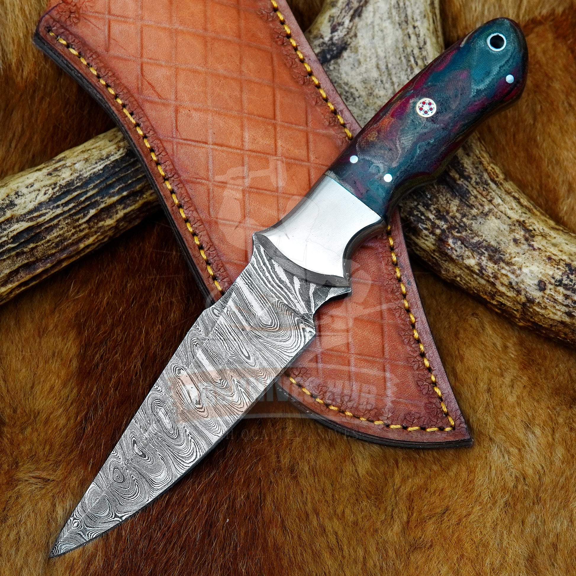 Damascus Hunting Knife 10"