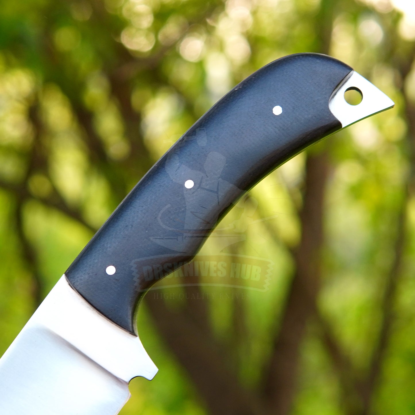Carbon Steel Bushcraft Knife – Black Micarta Handle with Leather Cover | DRSKNIVES HUB