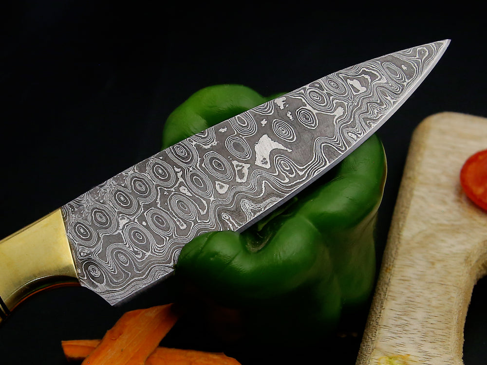 Handmade Damascus Steel Chef knife Wet of 5 PCS with Olive wood Handle
