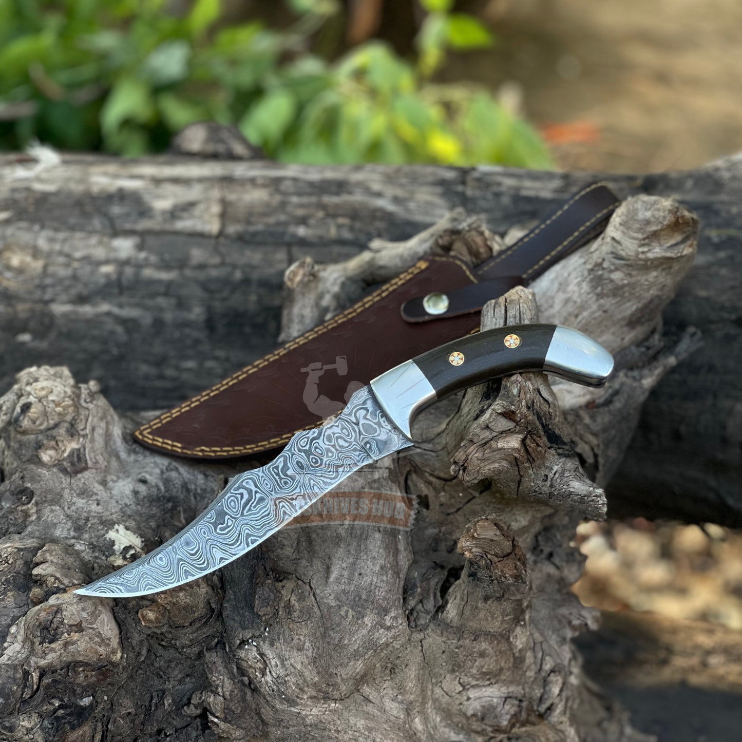 Handmade Damascus Steel Hunting Knife with Micarta Handle | DRSKNIVES HUB 