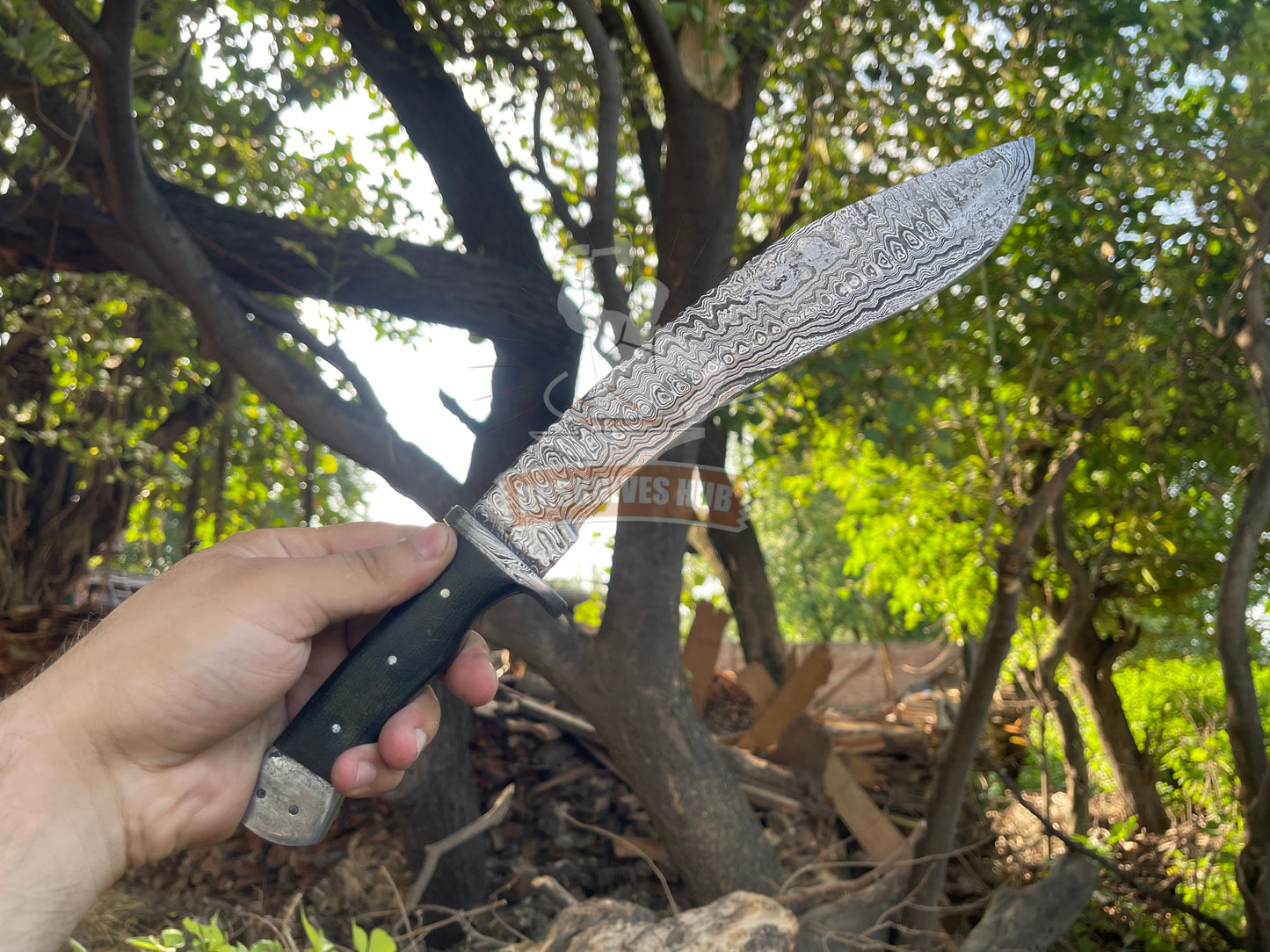 Handcrafted Damascus Steel Kukri Knife | 18" Micarta Handle Camping Knife | DRSKNIVES HUB