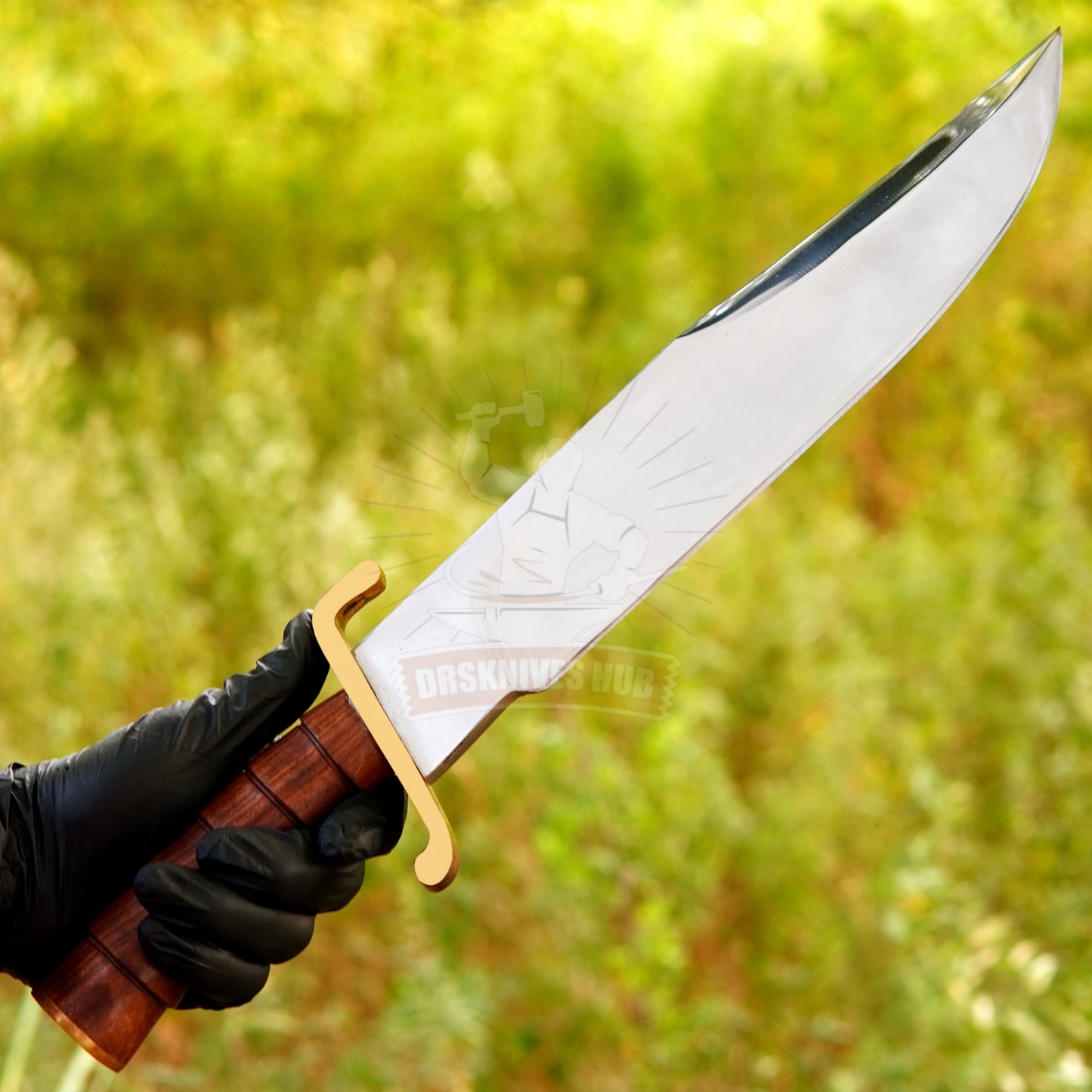 Hand-Forged J2 Steel Bowie Camping Knife 17" with Wood Handle - Leather Sheath | DRSKNIVES HUB