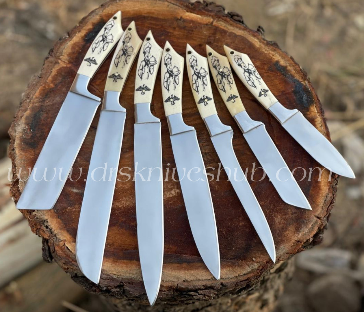 Chef Set Custom Handmade Stainless Steel Camel Bone Handle Kitchen Set || Drs Knives Hub