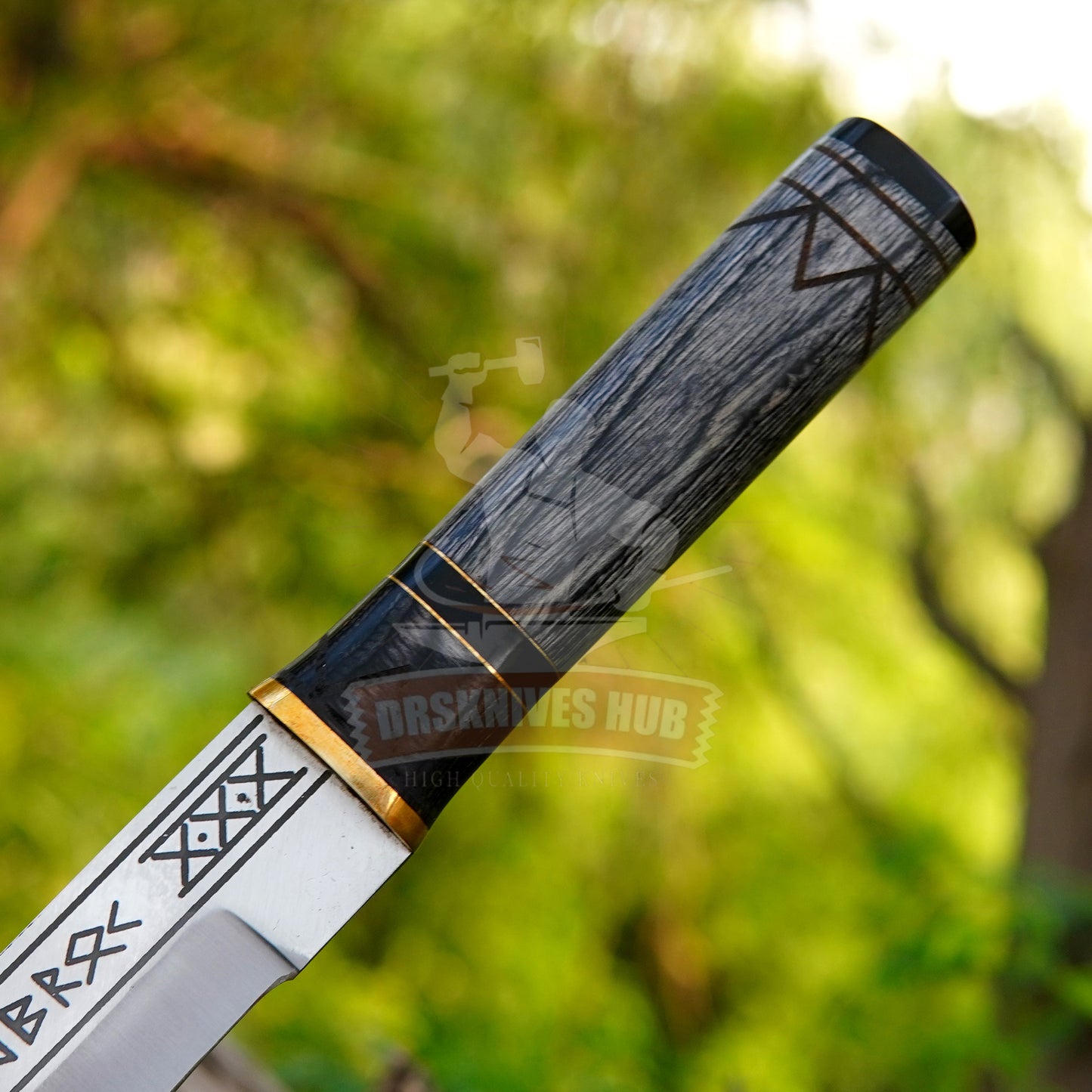 Handmade Carbon Steel Viking Seax Knife – 14" Grey Wood Handle | DRSKNIVES HUB