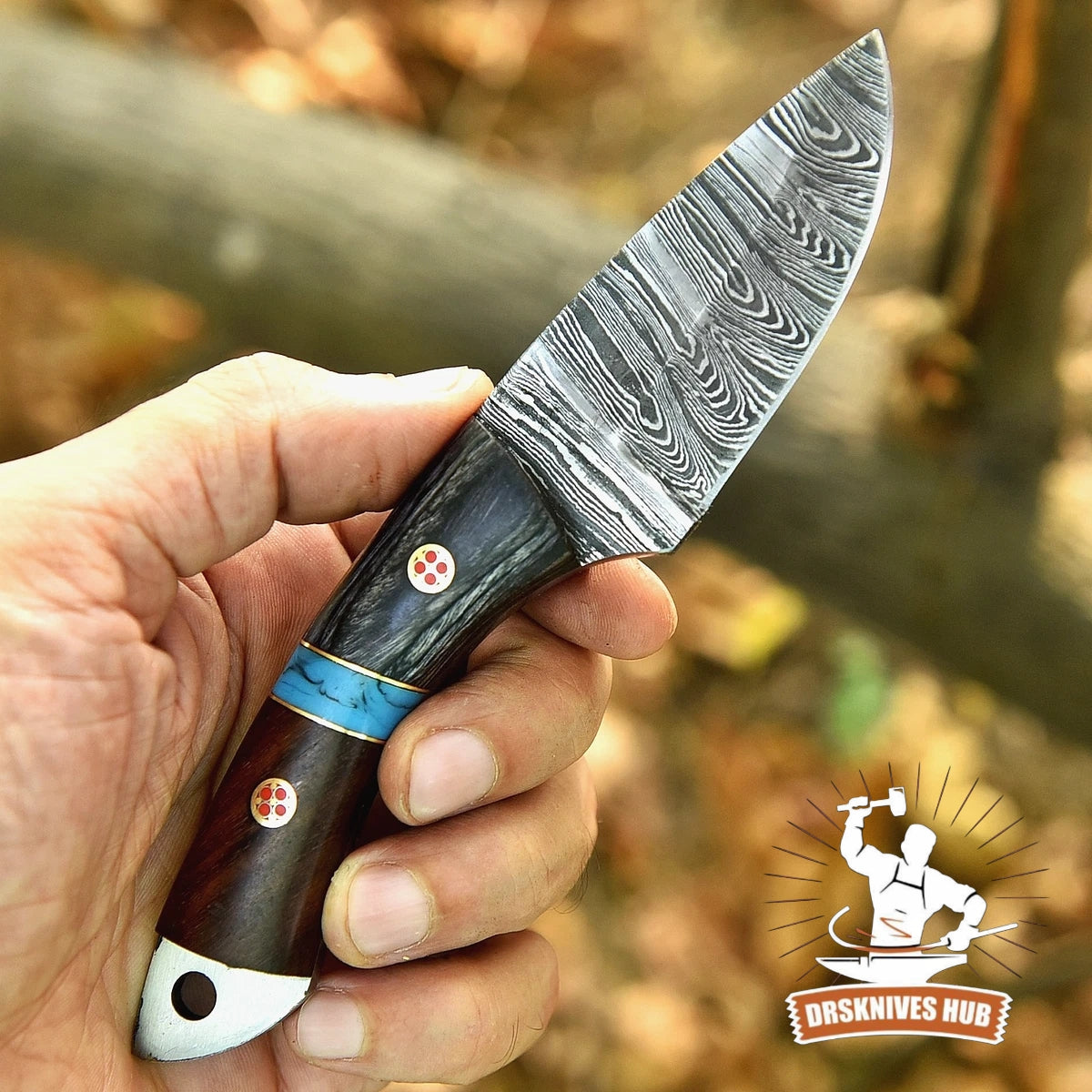 Damascus Skinner Knife 7" – 512 Layer Twist Pattern with Sheath | DRSKNIVES HUB