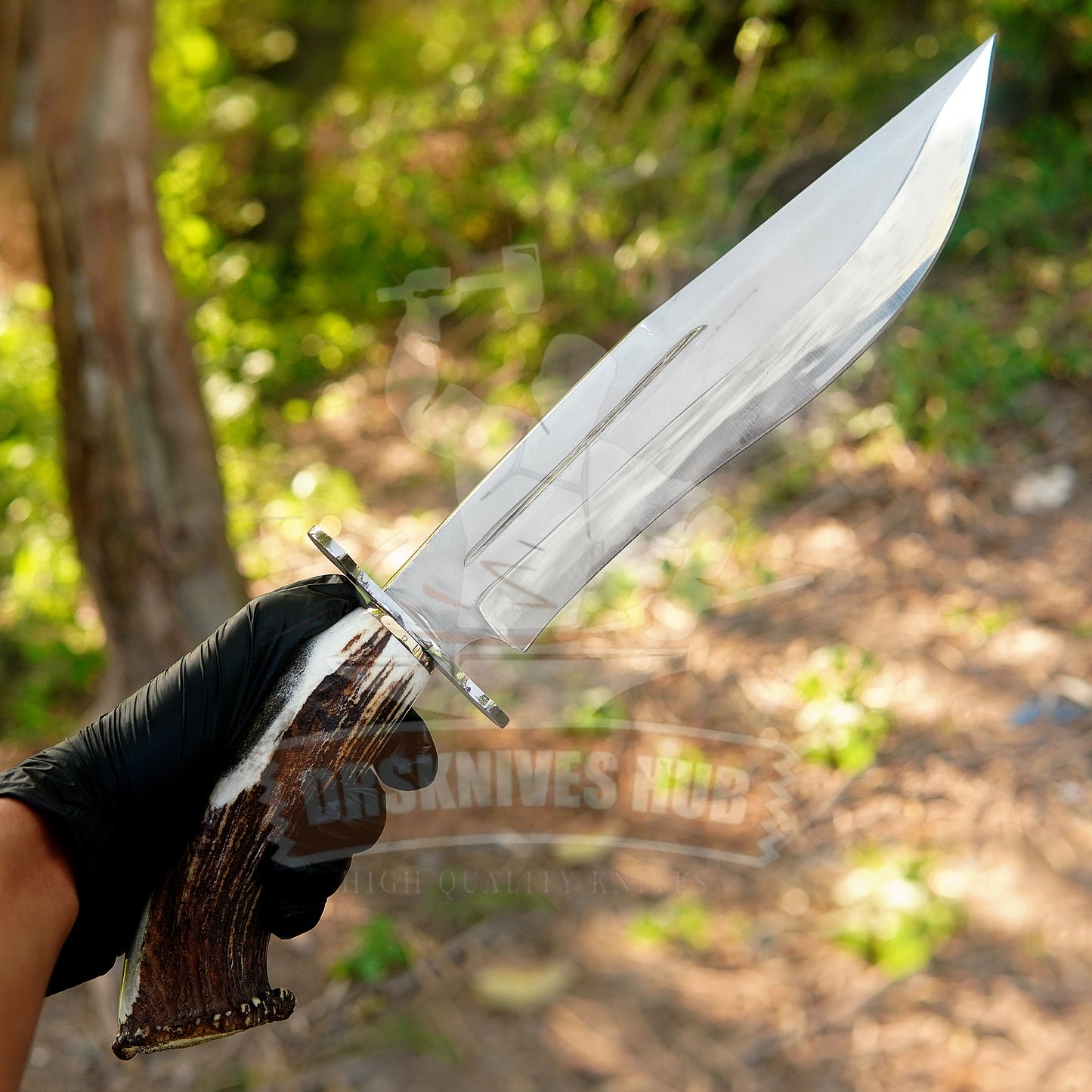 Handmade D2 Steel Gurkha Bowie Knife Antler Handle With Leather Sheath Cover Full Tang Bowie knife | DRSKNIVES HUB