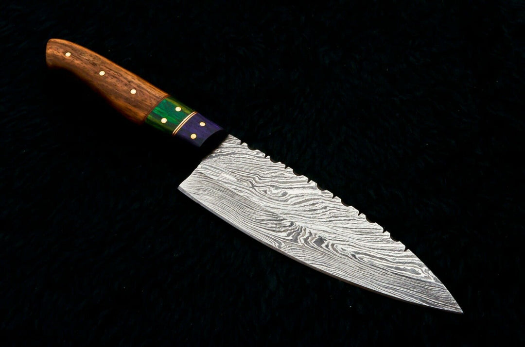 Damascus Kitchen/Chef Knife - Wood Handle