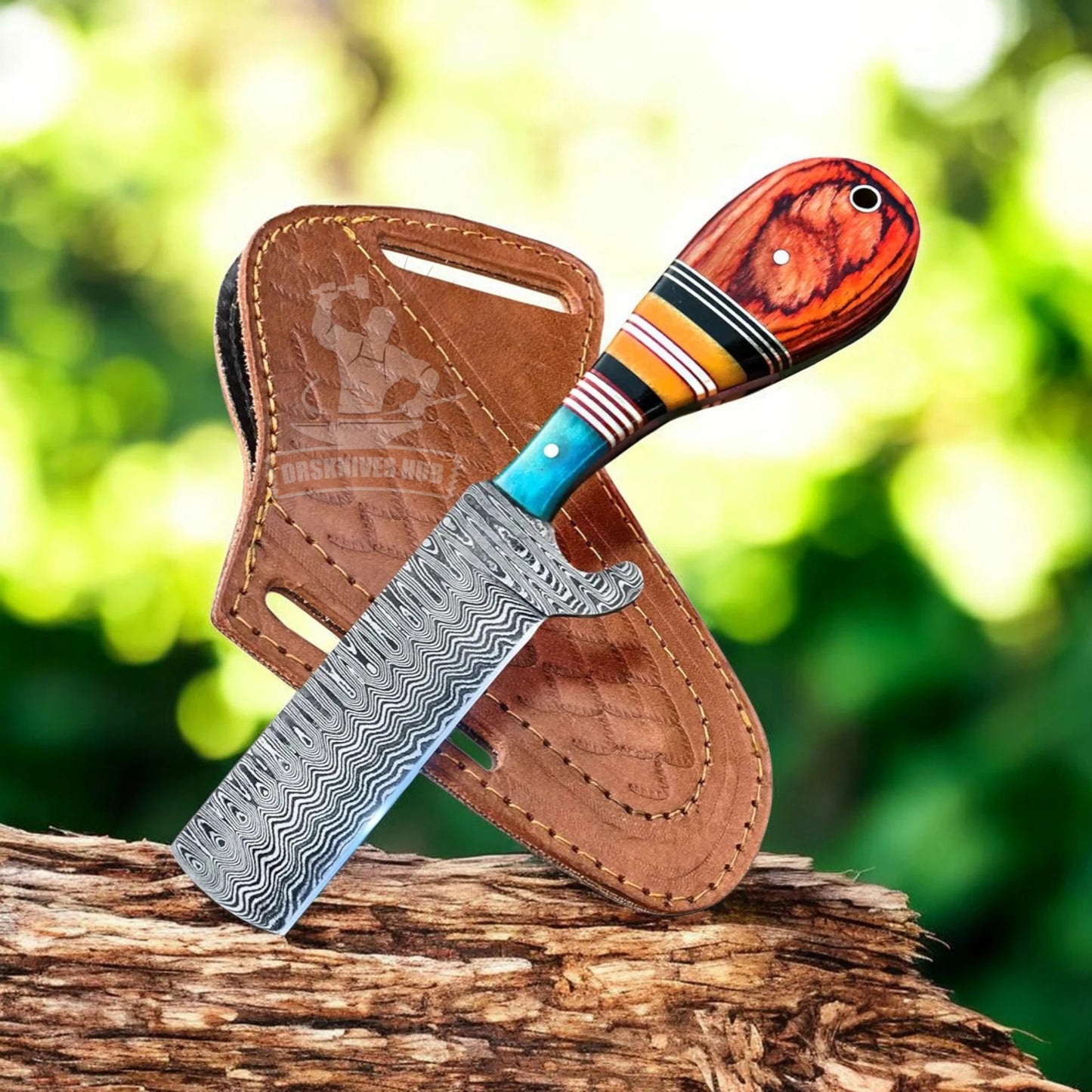 Damascus Cowboy Knife – Wenge Wood Handle | DRSKNIVES HUB