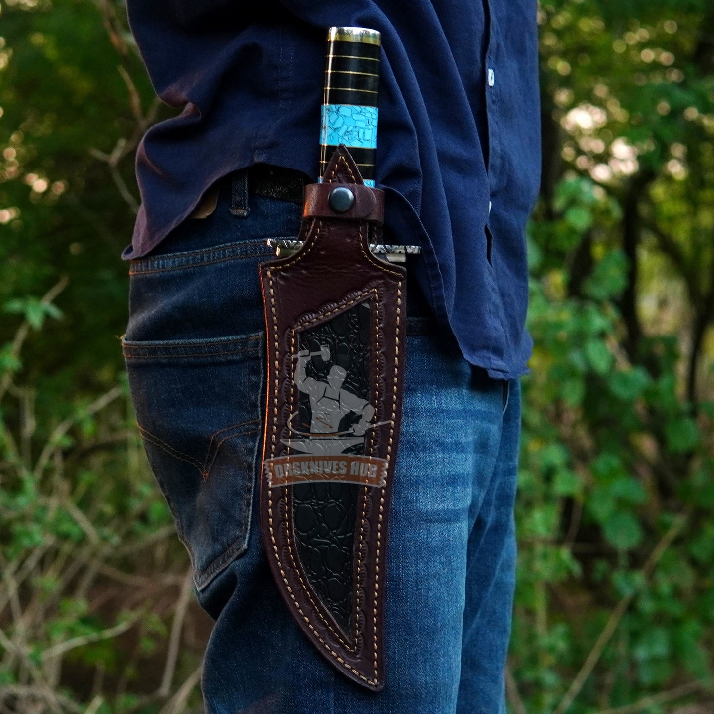 Handmade D2 Steel Bowie Knife | 15" Mirror Polished Blade with Leather Sheath | DRSKNNIVES HUB