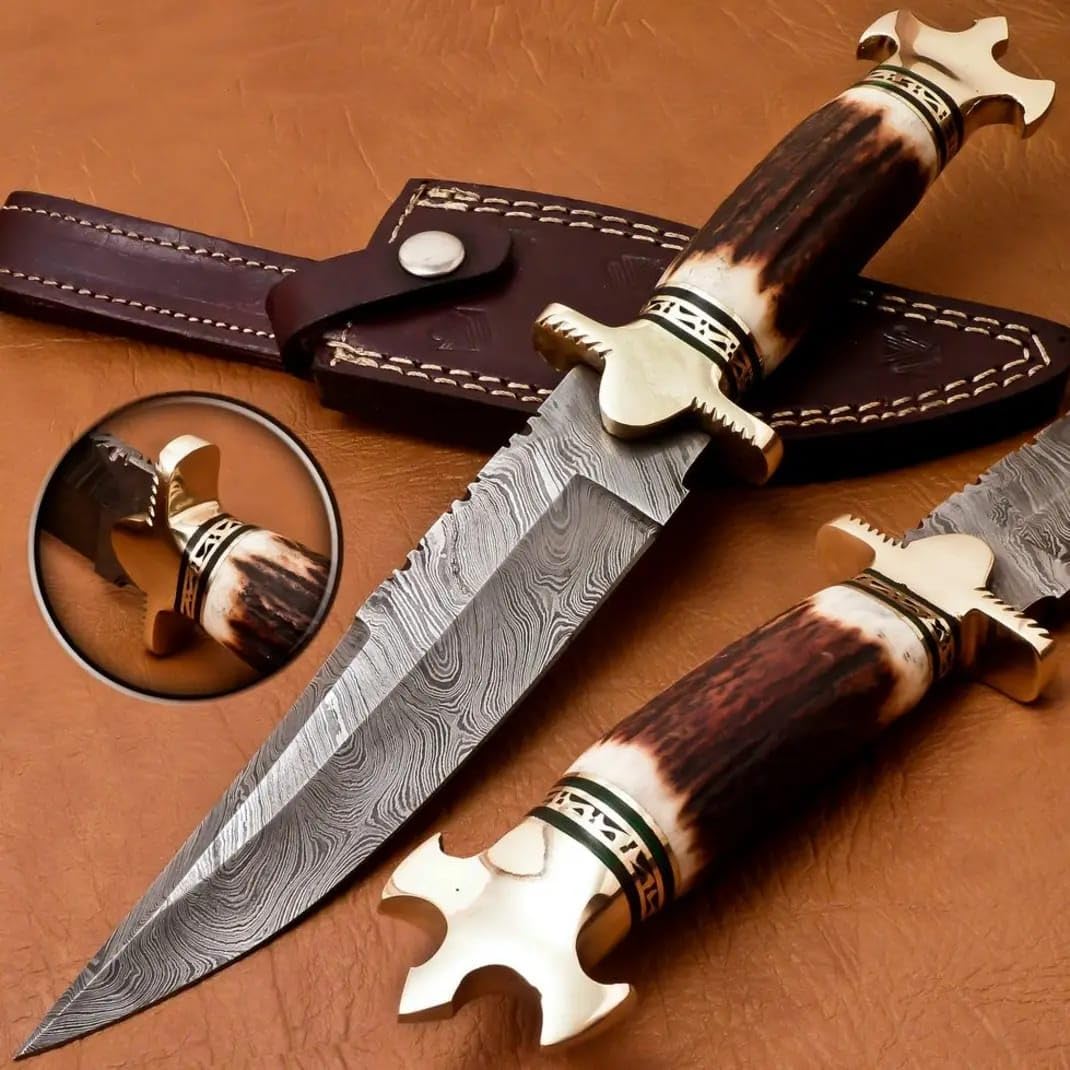 Fixed Blade Knife for Hunting, Camping, Outdoor Activities, Best Gift Handmade Damascus Steel Blade Knife