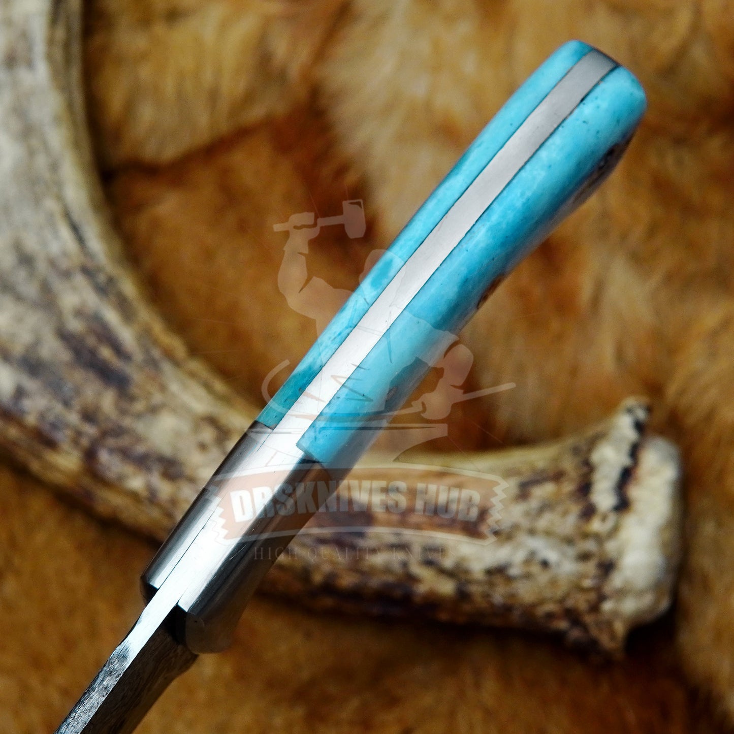 Damascus Hunting Knife 10" – Personalized Colour Bone Handle | DRSKNIVES HUB