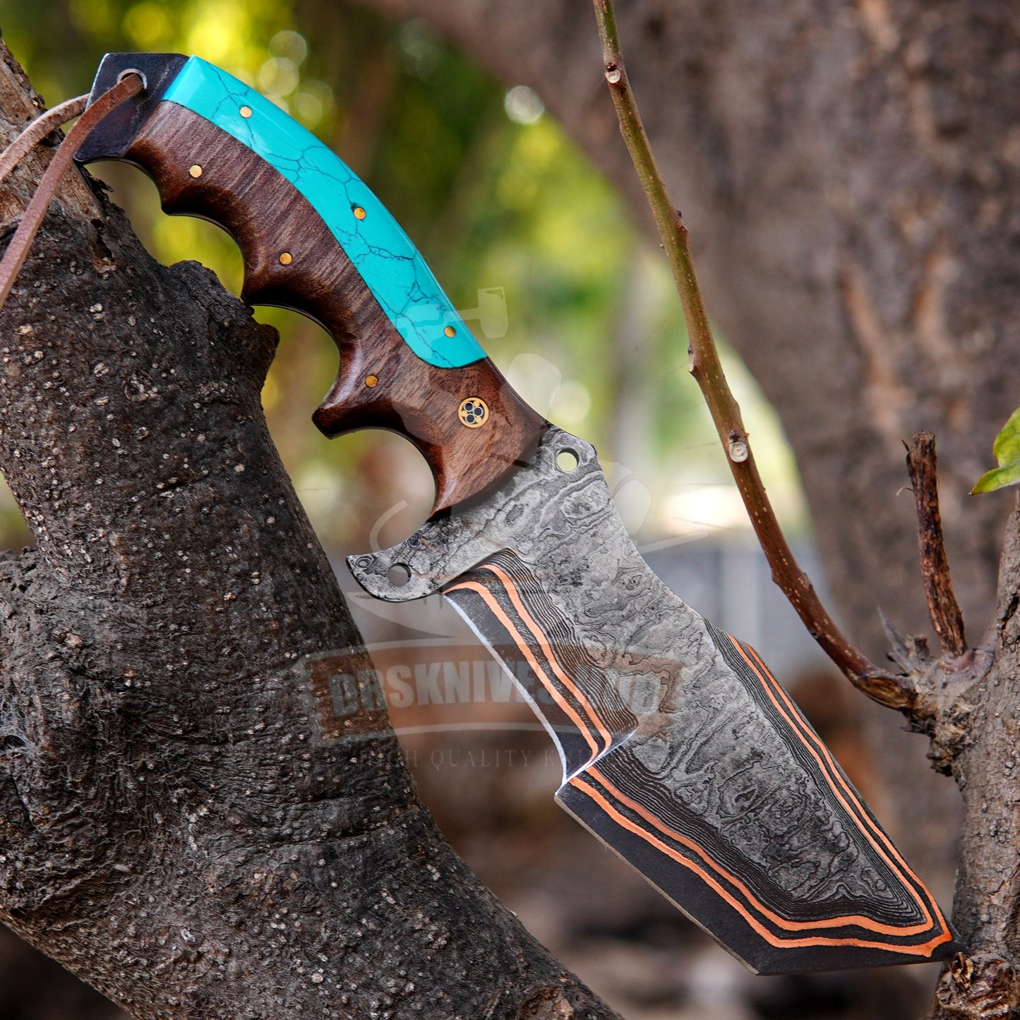 Copper Damascus EDC Knife