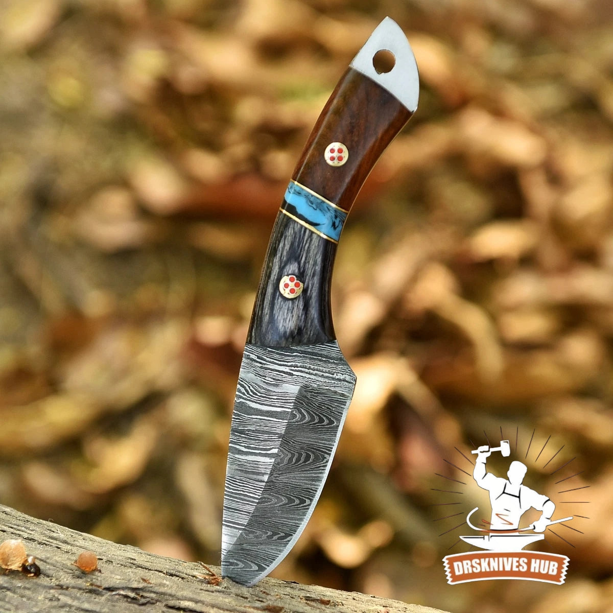 Damascus Skinner Knife 7" – 512 Layer Twist Pattern with Sheath | DRSKNIVES HUB