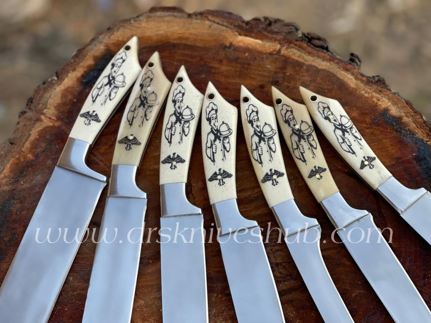 Chef Set Custom Handmade Stainless Steel Camel Bone Handle Kitchen Set || Drs Knives Hub