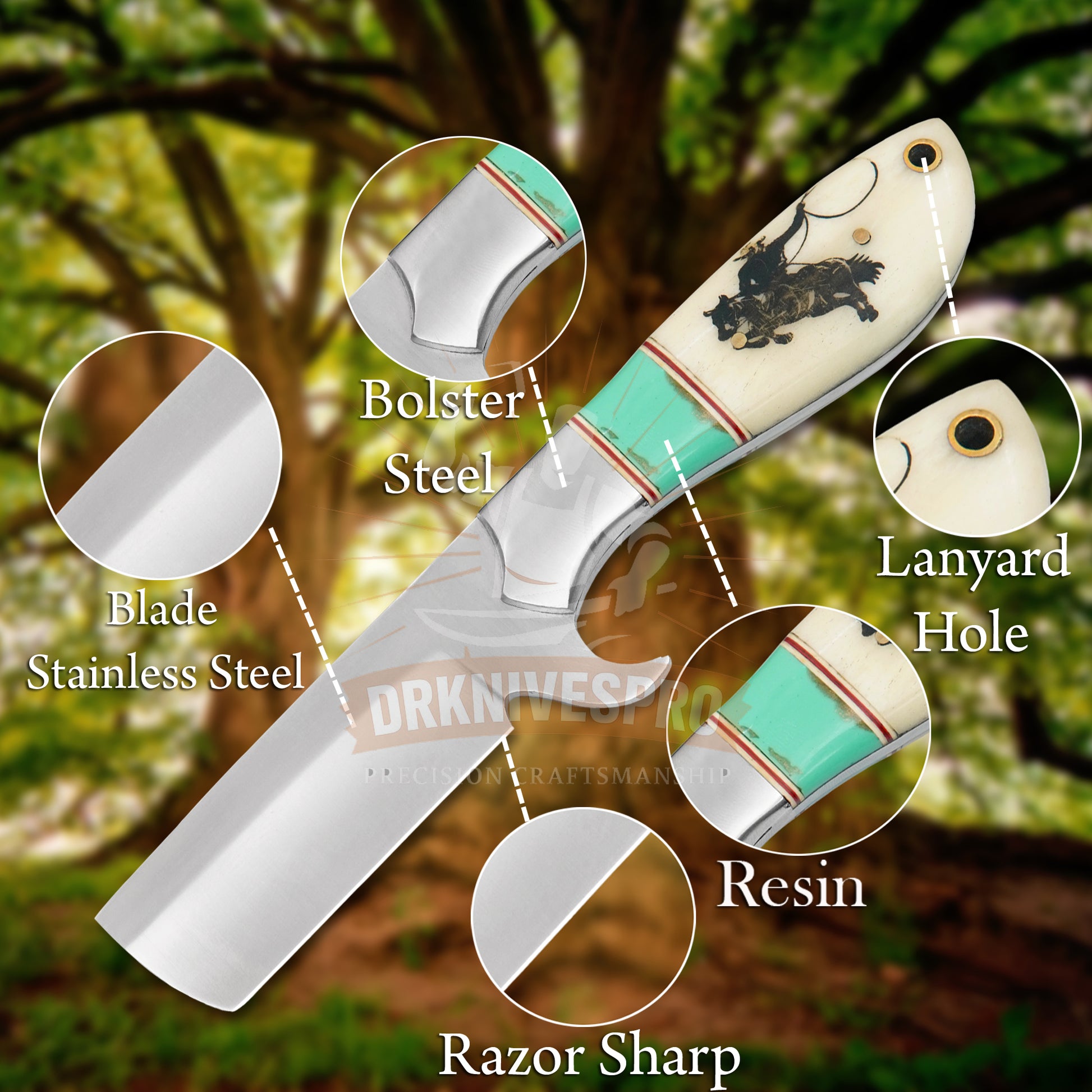 Handmade J2 Steel Blade Cowboy Bull Cutter Knife With Leather Sheath | DRSKNIVES HUB