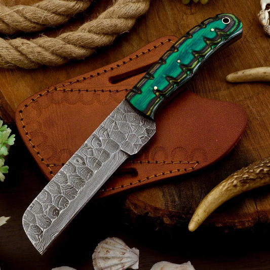 Damascus EDC Bull Cutter 8" – 512 Layer Pakka Wood Handle | DRSKNIVES HUB