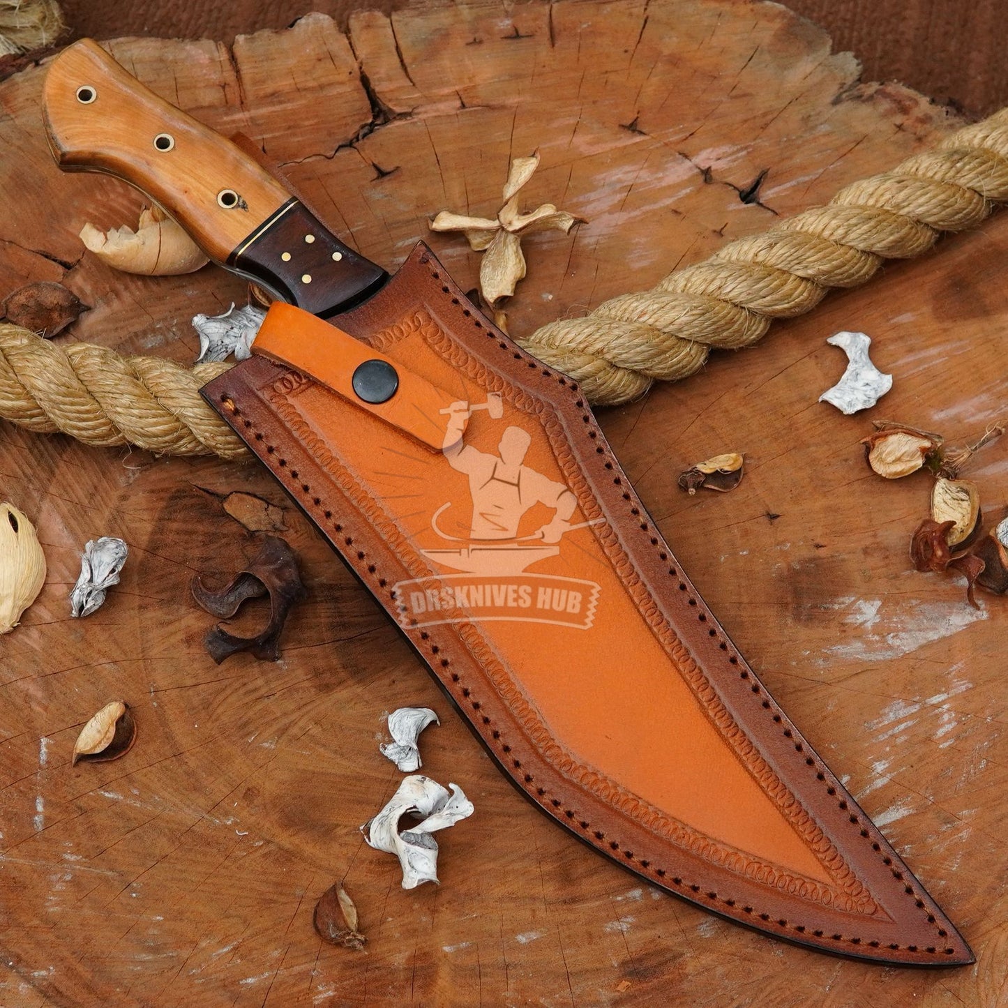 Medieval Bowie Knife – Handmade Carbon Steel with Leather Sheath | DRSKNIVES HUB