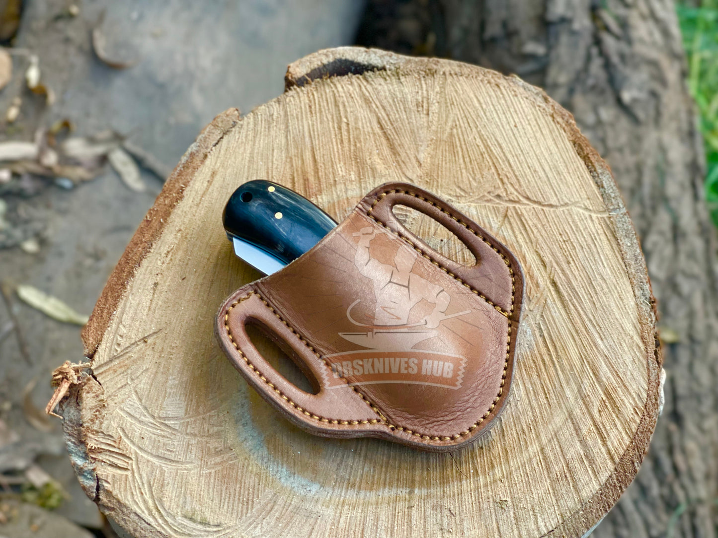 Dual Blade Trapper Knife with Buffalo Horn Handle | Handmade Folding Knife