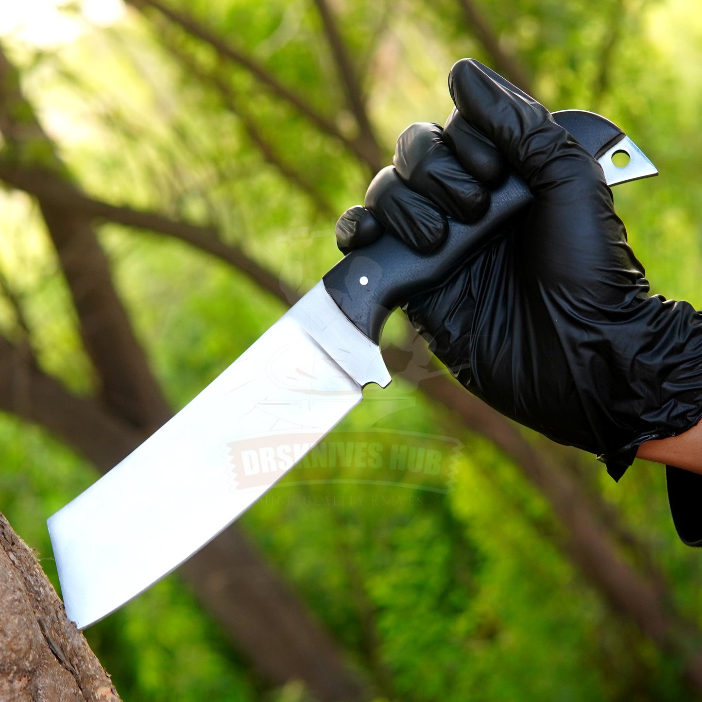 Carbon Steel Bushcraft Knife – Black Micarta Handle with Leather Cover | DRSKNIVES HUB