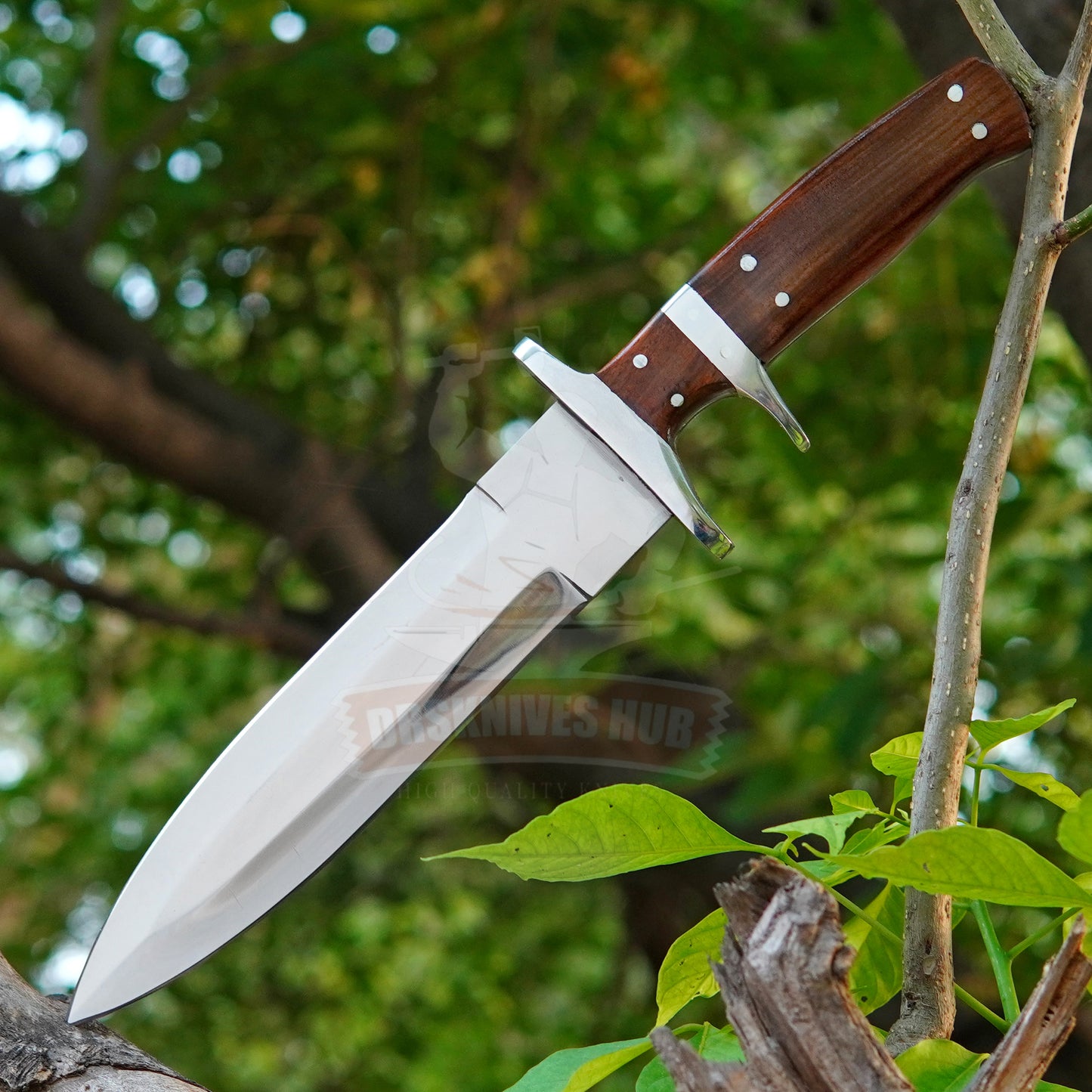 13” Handmade Carbon Steel Fixed Blade Hunting Knife with Wood Handle | DRSKNIVES HUB