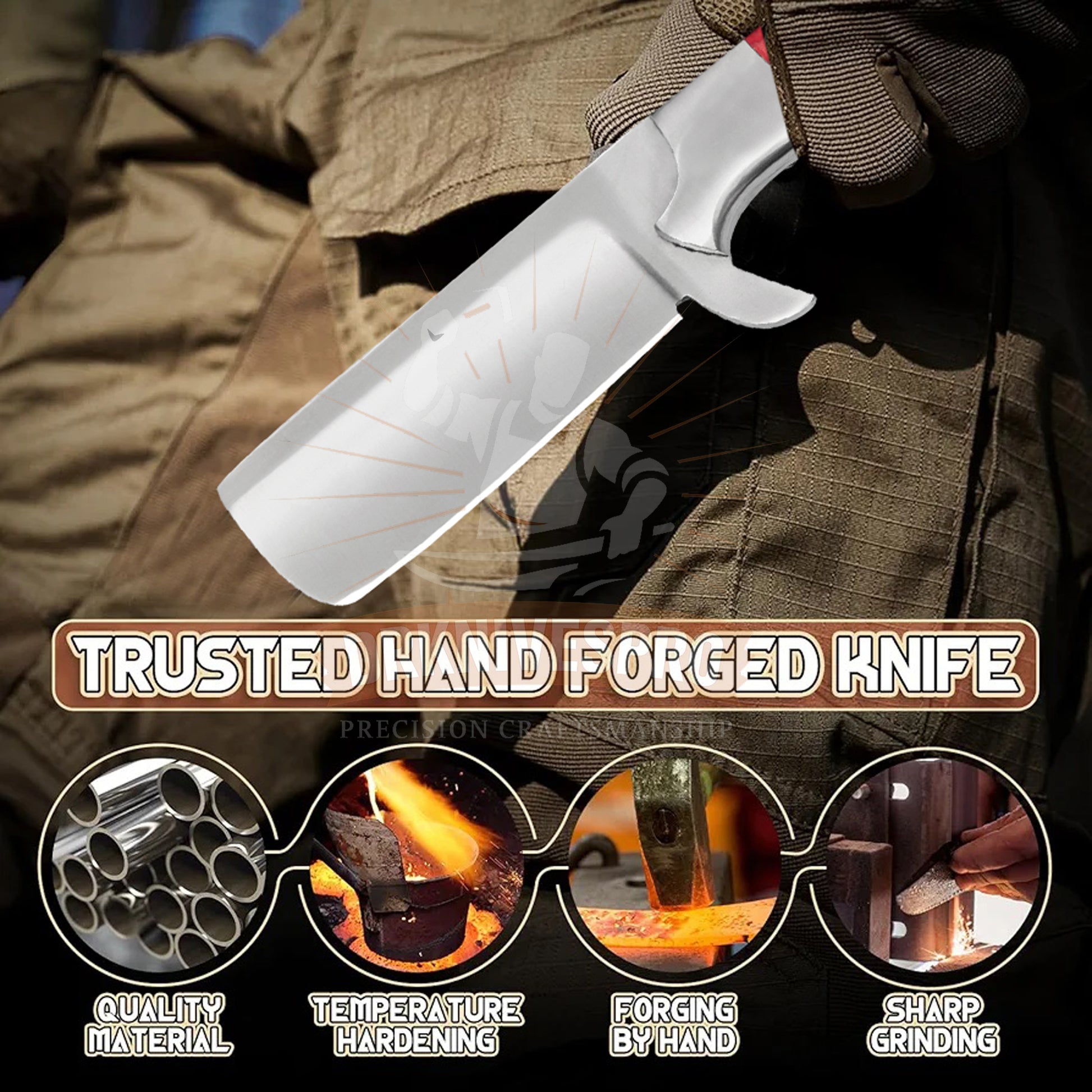 J2 Steel Cowboy Bull Cutter Knife With Leather Sheath | DRSKNIVES HUB