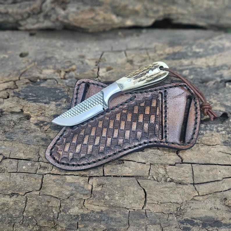 COWBOY KNIFE CUSTOM HANDMADE SKINNER KNIFE ANTLER HANDLE || DRS KNIVES HUB