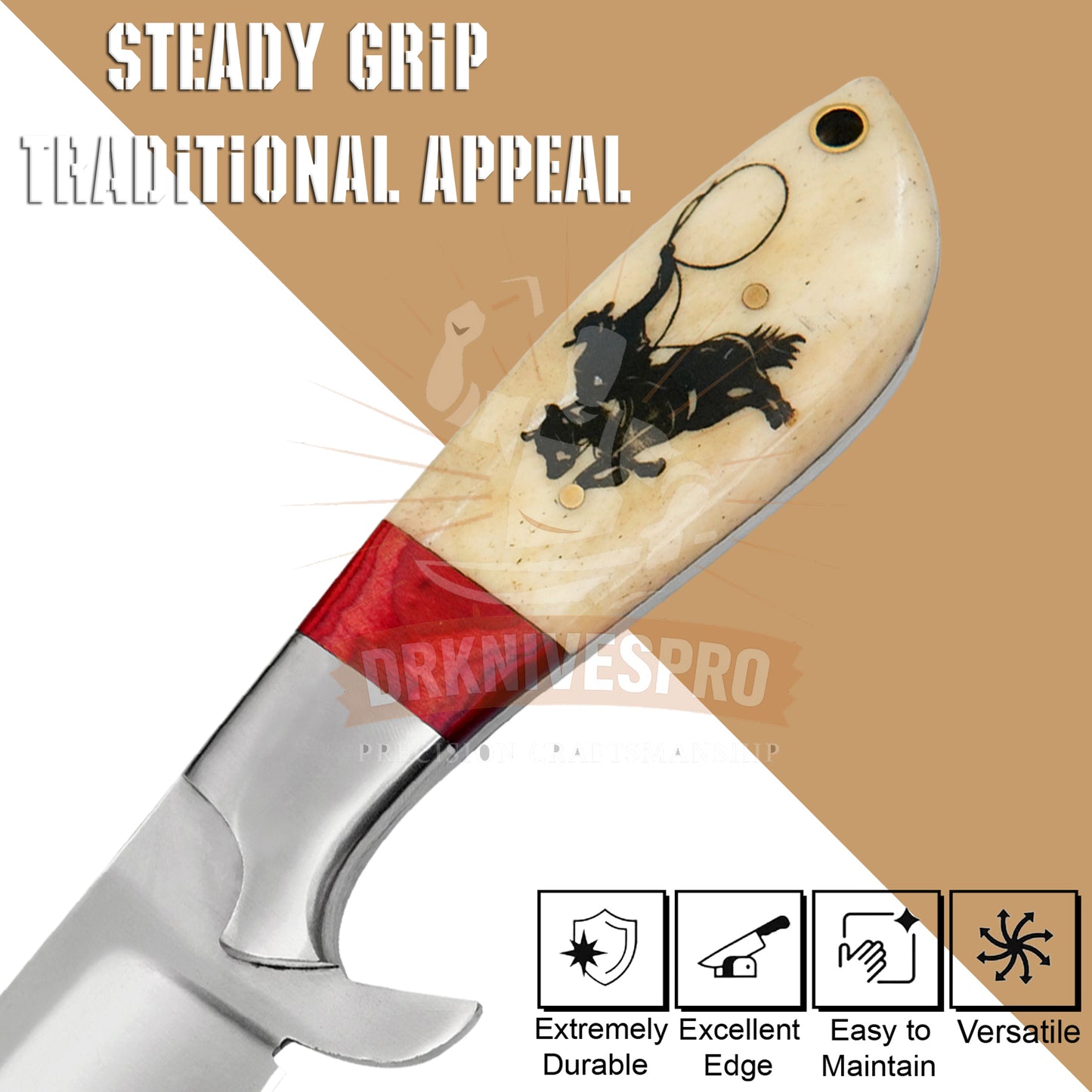 J2 Steel Cowboy Bull Cutter Knife With Leather Sheath | DRSKNIVES HUB